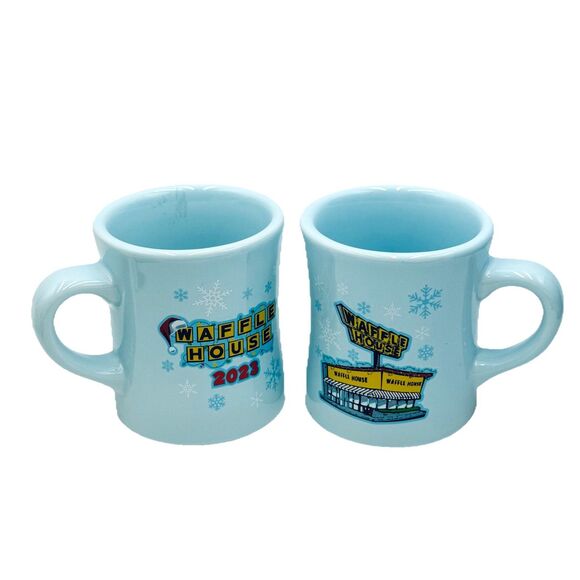 Waffle House 2023 Christmas Holiday Ceramic Coffee Mug Cup Set / Lot of 2 Tuxton - Picture 1 of 7